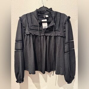 HM embroidered black blouse